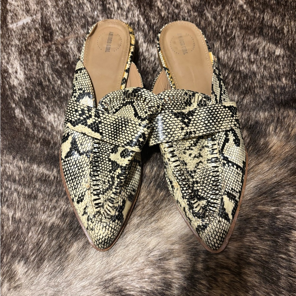 Kendall + Kylie Pointed Snake-Print Slip-On Mules - Black & Cream